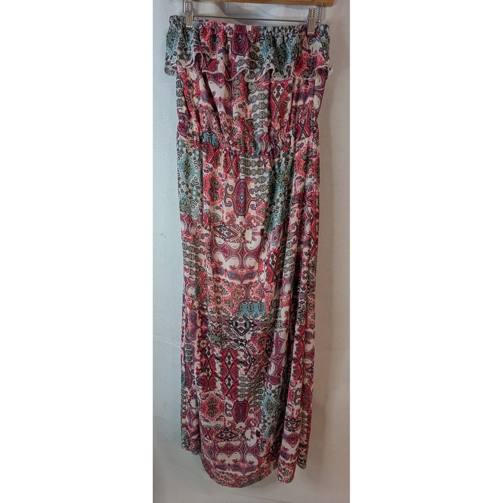 No Boundaries Maxi Dress Womens L 11-13 Multicolor Excellent Boho Strapless